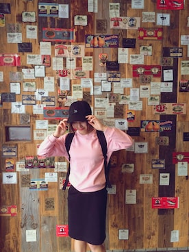 FRED PERRYのスウェット（ピンク系）を使った人気ファッション