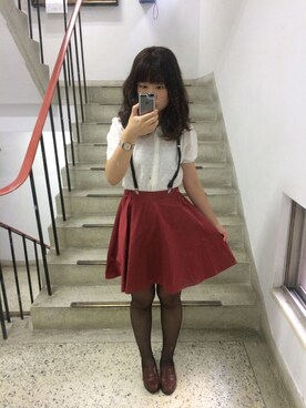 「LOWRYS FARM（ローリーズファーム）のアイテム（シャツ/ブラウス、ホワイト系）」を使った、Rubyさん（レディース）の春コーディネート