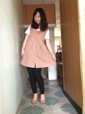 「GU（ジーユー）のアイテム（Tシャツ/カットソー、ホワイト系）」を使った、Rubyさん（レディース）の春コーディネート