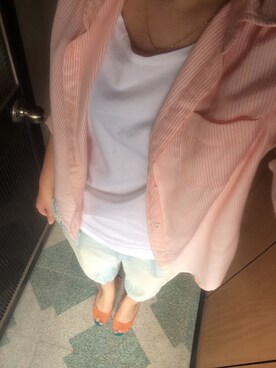 「GAP（ギャップ）のアイテム（Tシャツ/カットソー、ホワイト系）」を使った、Rubyさん（レディース）の春コーディネート
