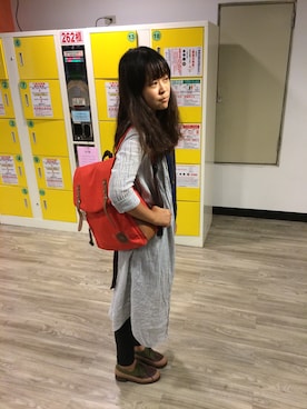 「GAP（ギャップ）のアイテム（タンクトップ、ブルー系）」を使った、Rubyさん（レディース）の夏コーディネート