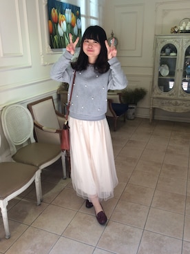 「RAY CASSIN（レイカズン）のアイテム（スカート、ベージュ系）」を使った、Rubyさん（レディース）の冬コーディネート