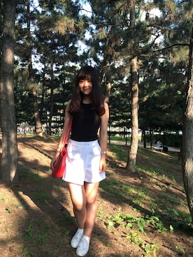 「ZARA（ザラ）のアイテム（ベスト、ブラック系）」を使った、Rubyさん（レディース）の夏コーディネート