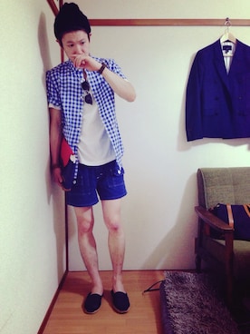 「ジャパンブルー」｜「アイテム（アクセサリー）」を使った、YANさん（メンズ・167cm）の夏コーディネート