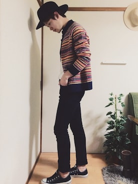 「NOLLEY’S（ノーリーズ）のアイテム（トップス）」を使った、YANさん（メンズ・167cm）の秋コーディネート