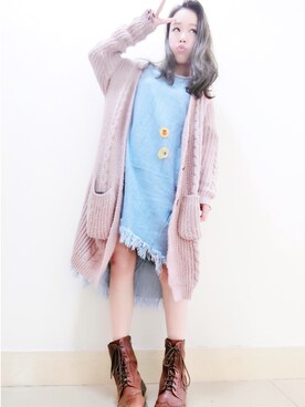 「アイテム（ピーコート、ピンク系）」を使った、yugi_貓家家さん（レディース・157cm）の春コーディネート