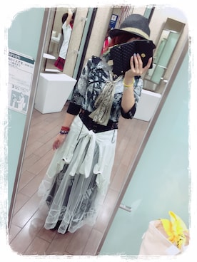 「ALGONQUINS（アルゴンキン）のアイテム（その他トップス）」を使った、椎名皐月Shiina Satsukiさん（レディース・151cm）の夏コーディネート