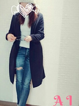 「GLOBAL WORK（グローバルワーク）のアイテム（チェスターコート、その他）」を使った、AI さん（レディース・153cm）の冬コーディネート