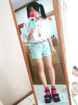 「ゆるカジ」｜「アイテム（アクセサリー）」を使った、あゆゆゆゆ。さん（レディース・154cm）の夏コーディネート