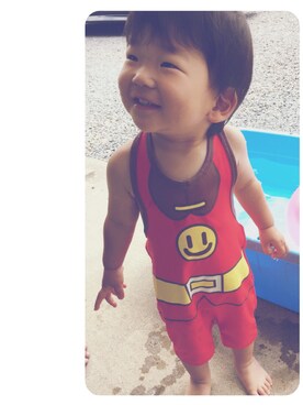 「アイテム（水着/着物・浴衣、レッド系）」を使った、いっちさん（キッズ・80cm）の夏コーディネート