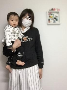 「アイテム（シャツワンピース）」を使った、AC ACさん（キッズ・70cm）の冬コーディネート
