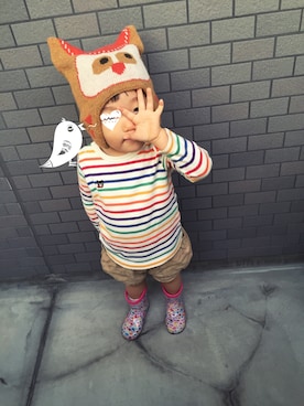 「ながぐつ」｜「アイテム（帽子）」を使った、makomekkoさん（キッズ・90cm）の秋コーディネート