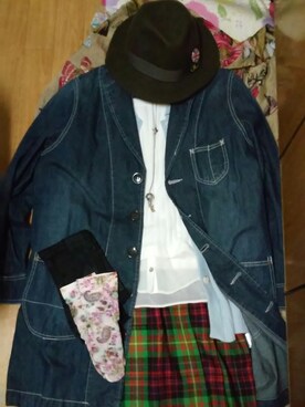 「古着屋のアイテム（ネックレス、シルバー系）」を使った、いがらし（生没年不詳）さん（レディース）の冬コーディネート
