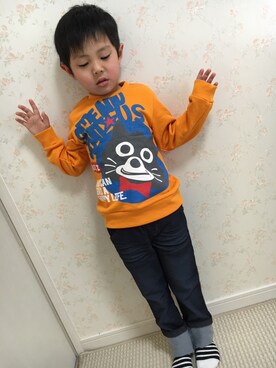 「BIT'Z（ビッツ）のアイテム（スウェット）」を使った、RikuRino⋆*✩⑅さん（キッズ・110cm）の春コーディネート