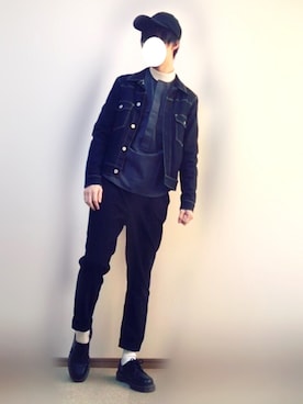 「PLST（プラステ）のアイテム（デニムジャケット）」を使った、ゆーいてぃさん（メンズ・177cm）の冬コーディネート