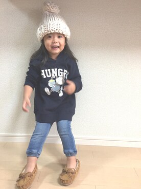 「babygap」｜「アイテム（モカシン/デッキシューズ）」を使った、Nene★さん（キッズ・90cm）の秋コーディネート