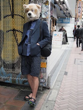 ザッシュ（仮称）さんの「【Revelations/別注】 narifuri Dobby houndstooth tailored jacket 」を使ったコーディネート