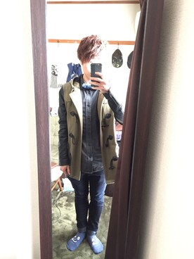 「DIESEL（ディーゼル）のアイテム（ダッフルコート）」を使った、よしおかくんさん（メンズ・162cm）の秋コーディネート