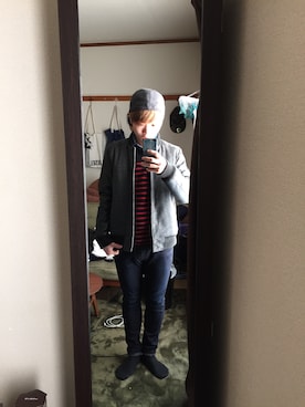 「HARE」｜「アイテム（スタジャン）」を使った、よしおかくんさん（メンズ・162cm）の冬コーディネート