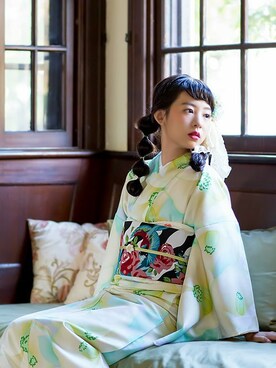 「帯留め」｜KIMONOMACHIさん（レディース・168cm）の冬コーディネート