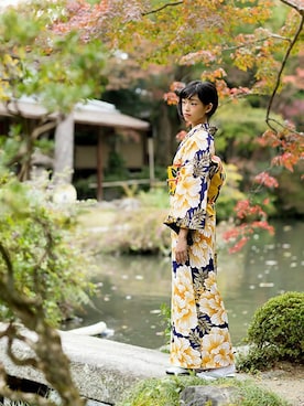 「帯留め」｜KIMONOMACHIさん（レディース・166cm）の冬コーディネート