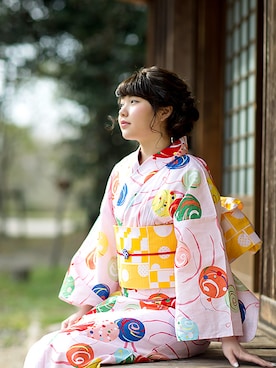 「 浴衣女子」｜KIMONOMACHIさん（レディース・159cm）の夏コーディネート