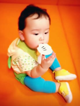 「わんわん」｜Ｊ◡̈+°さん（キッズ・70cm）の秋コーディネート