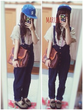 「ウィッグ」｜「アイテム（サロペット/オーバーオール）」を使った、maruko。さん（レディース・152cm）の夏コーディネート