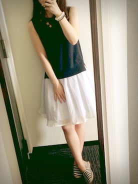 「オーガンジー」｜「アイテム（その他シューズ）」を使った、みちさん（レディース・152cm）の夏コーディネート
