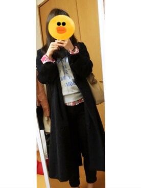 「スエット」｜「アイテム（チェスターコート）」を使った、みちさん（レディース・152cm）の春コーディネート