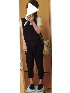 「バンダナ」｜「アイテム（つなぎ/オールインワン）」を使った、みちさん（レディース・152cm）の夏コーディネート