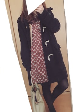 「レトロ」｜「アイテム（ダッフルコート）」を使った、みちさん（レディース・152cm）の秋コーディネート