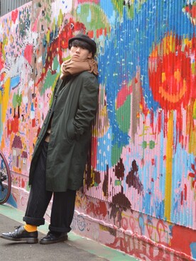 「アイテム（ステンカラーコート）」を使った、こんどうひろきさん（メンズ・168cm・10代）の冬コーディネート