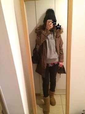 「スウェット×シャツ」｜syarakoさん（レディース・156cm）の冬コーディネート