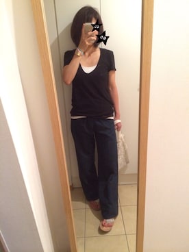 「Language（ランゲージ）のアイテム（パンツ）」を使った、syarakoさん（レディース・156cm）の夏コーディネート