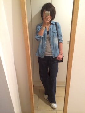 「Language（ランゲージ）のアイテム（パンツ）」を使った、syarakoさん（レディース・156cm）の秋コーディネート