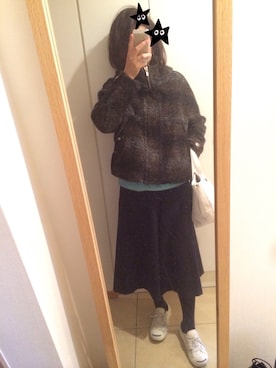 「青×白」｜「アイテム（ブルゾン）」を使った、syarakoさん（レディース・156cm）の冬コーディネート