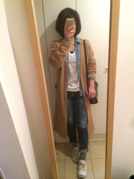 「ボーイフレンドデニム」｜「アイテム（その他アウター）」を使った、syarakoさん（レディース・156cm）の冬コーディネート