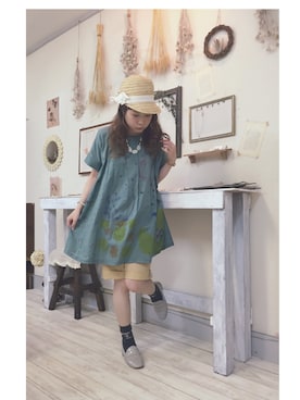 「ロールアップ」｜「アイテム（チュニック）」を使った、aiさん（レディース・156cm）の夏コーディネート