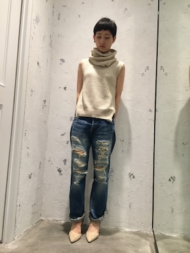 「アイテム（ニット/セーター）」を使った、O-tanさん（レディース・168cm）の夏コーディネート