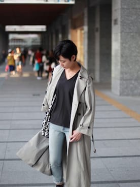 「アイテム（トレンチコート）」を使った、O-tanさん（レディース・168cm）の秋コーディネート