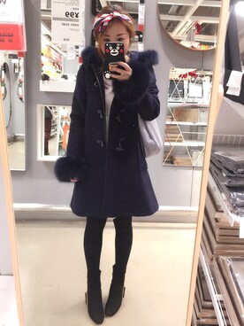「TITTY&CO.（ティティーアンドコー）のアイテム（ダッフルコート）」を使った、毛球酱さん（レディース・162cm）の冬コーディネート