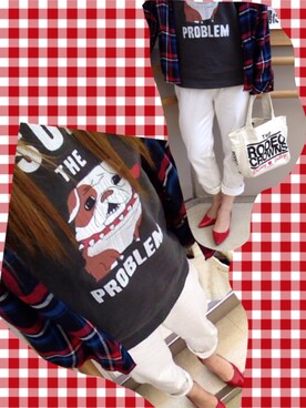 「RCWB（アールシーダブリュービー）のアイテム（スウェット）」を使った、CHAMさん（レディース・157cm）の春コーディネート