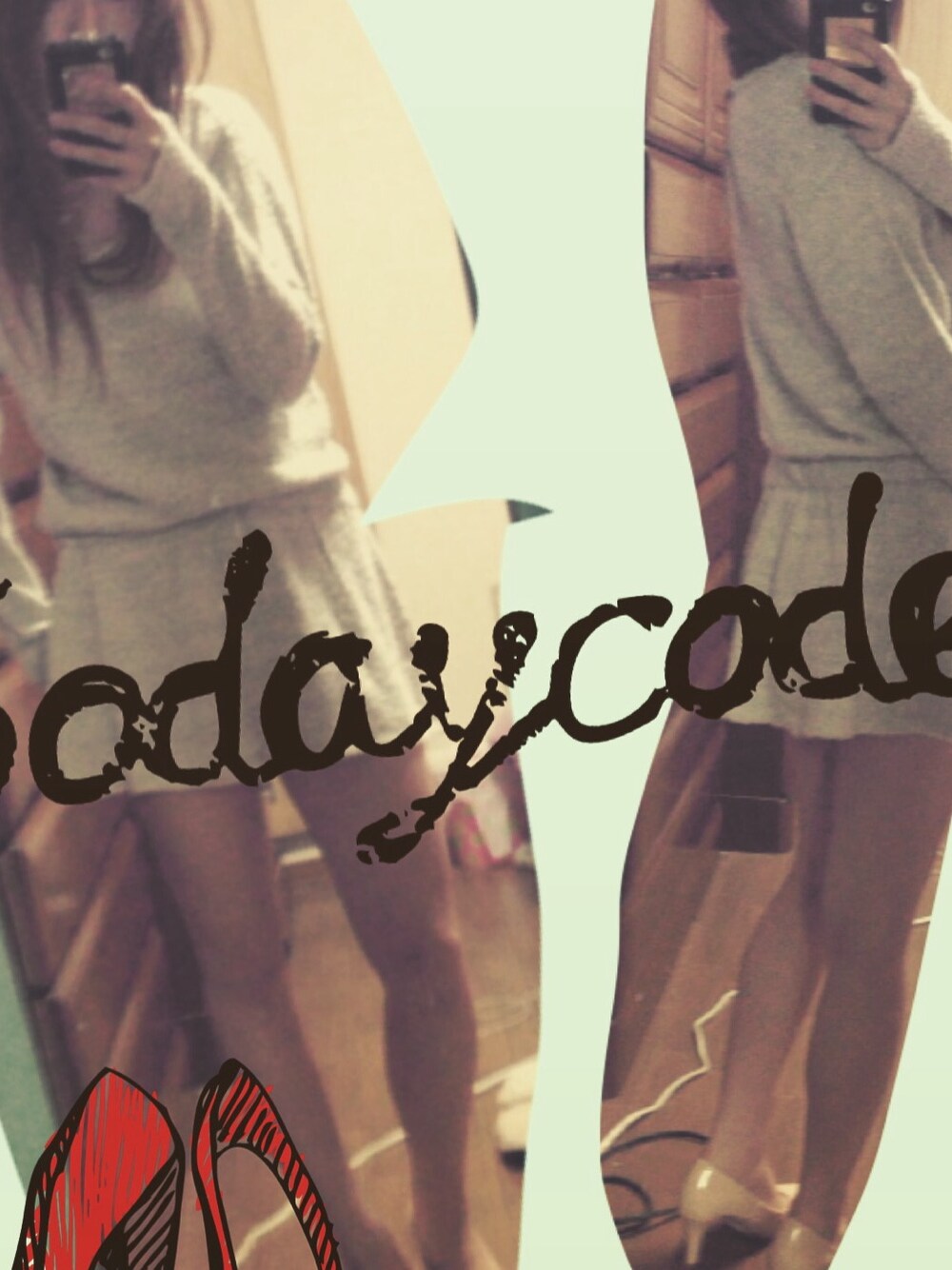 ベージュ系のチュニックを着用したレディースの冬コーディネートの1枚目の写真