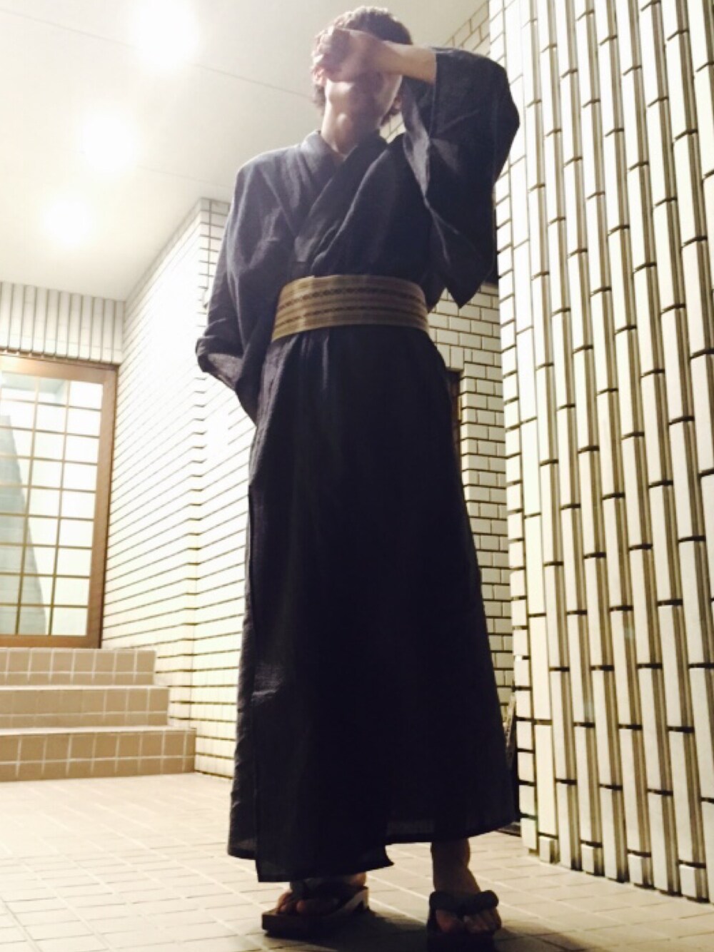 「浴衣、花火大会、下駄、夏」｜「不明のアイテム（浴衣、グレー系）」を使った、RYTさん（メンズ・172cm）の夏コーディネートの1枚目の写真