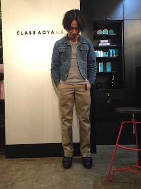 「ルード」｜「アイテム（デニムジャケット）」を使った、渡辺翔太さん（メンズ・172cm）の冬コーディネート