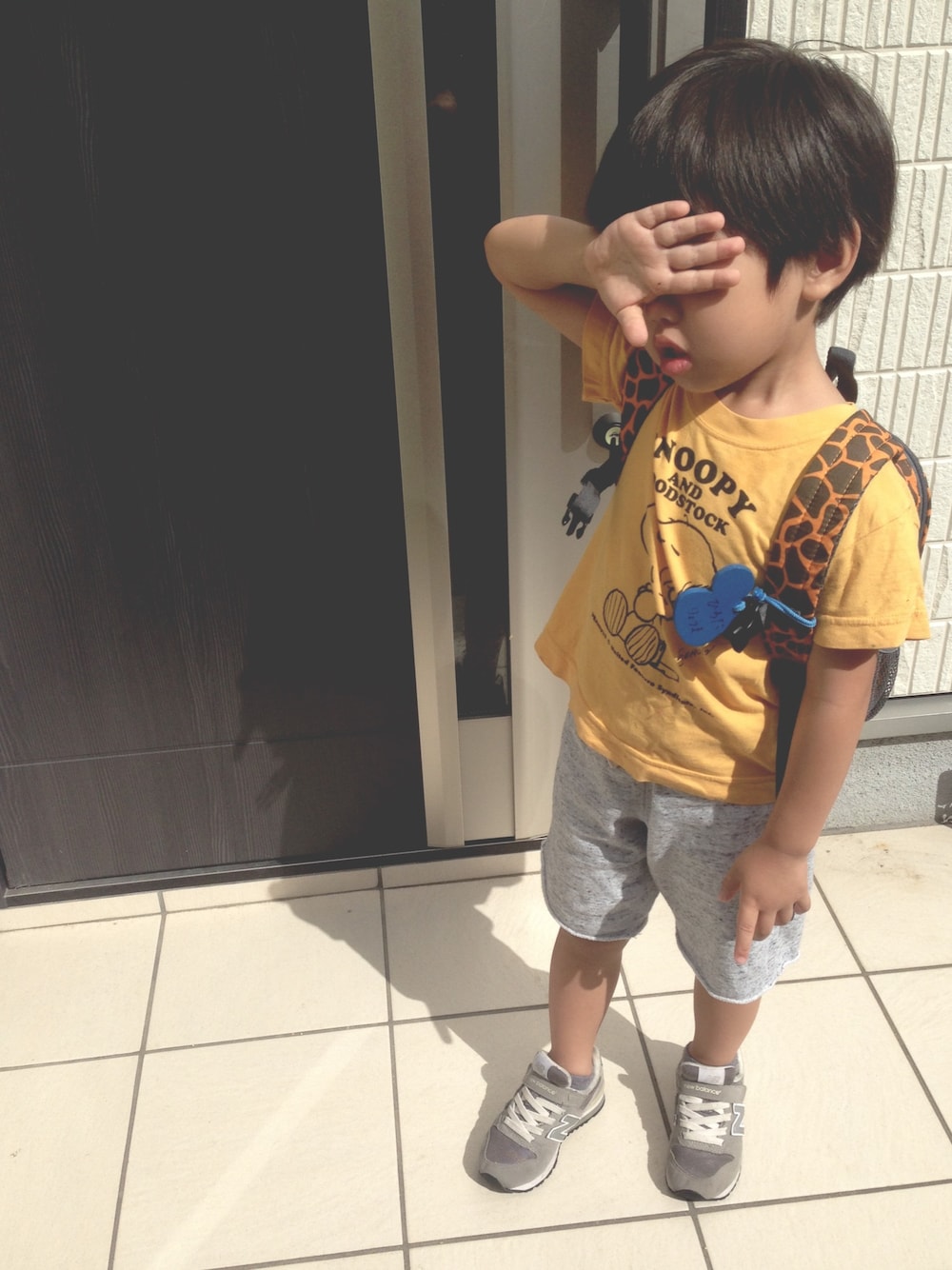 「kids、3歳、男の子、幼稚園」｜「Familiar のアイテム（Tシャツ/カットソー、イエロー系）」を使った、asukaさん（キッズ・100cm）の夏コーディネートの1枚目の写真