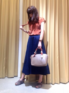 「アイテム（デニムスカート）」を使った、yさん（レディース・170cm）の夏コーディネート