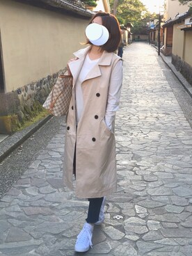 「URBAN RESEARCH（アーバンリサーチ）のアイテム（トレンチコート、ベージュ系）」を使った、Minamiさん（レディース・161cm）の春コーディネート