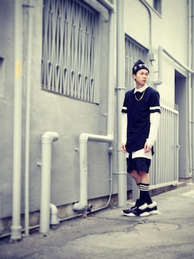 「RickOwens×adidas」｜「アイテム（ニットキャップ/ビーニー）」を使った、fukiageさん（メンズ・174cm）の春コーディネート